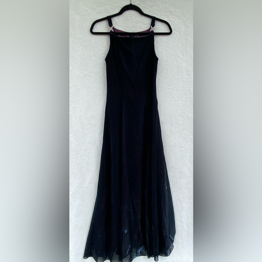 Cache Vintage Blue Purple Black Size 4  Maxi Dress  Shimmer Sequin Prom Formal